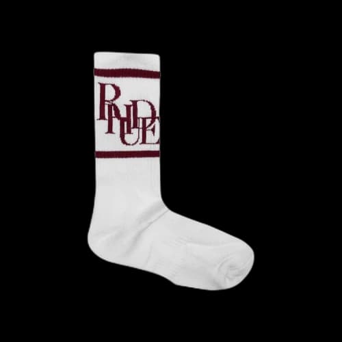Rhude Scramble Logo Socks 'White/Maroon'
