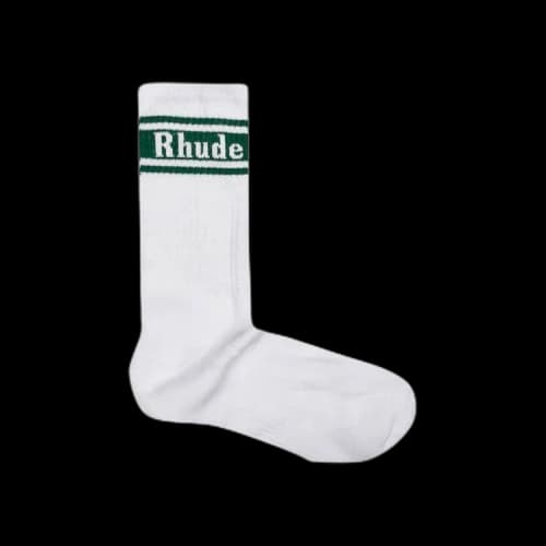 Rhude Striped Logo Socks 'White/Forest'