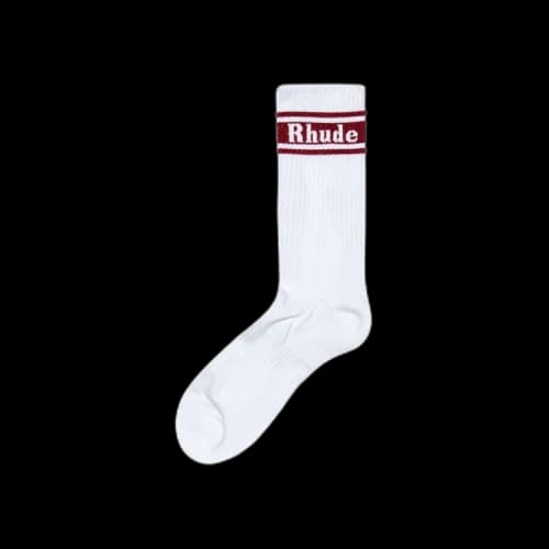 Rhude Stripe Logo Sock 'White/Maroon'