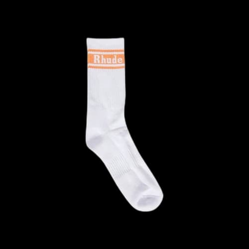 Rhude Stripe Logo Sock 'White/Orange'
