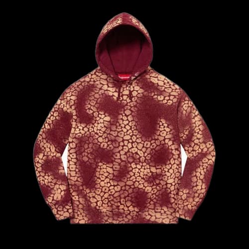 Supreme Bleached Leopard Hooded Sweatshirt 'Cardinal'