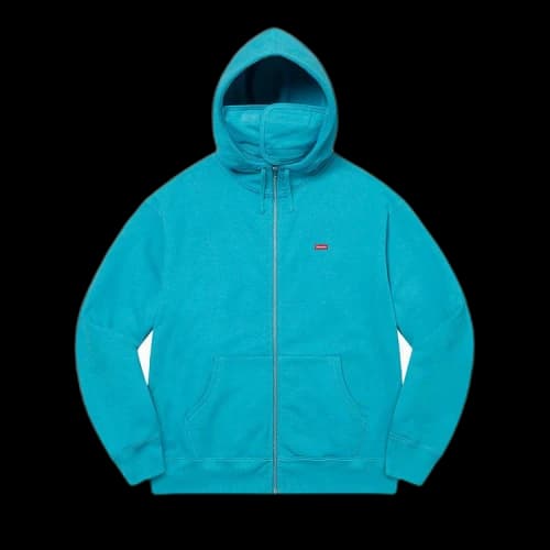 Supreme Small Box Facemask Zip Up Hooded Sweatshirt 'Cyan'