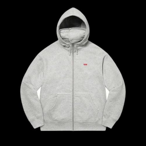 Supreme Small Box Facemask Zip Up Hooded Sweatshirt 'Heather Grey'