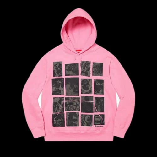 Supreme Collage Grid Hooded Sweatshirt 'Pink'