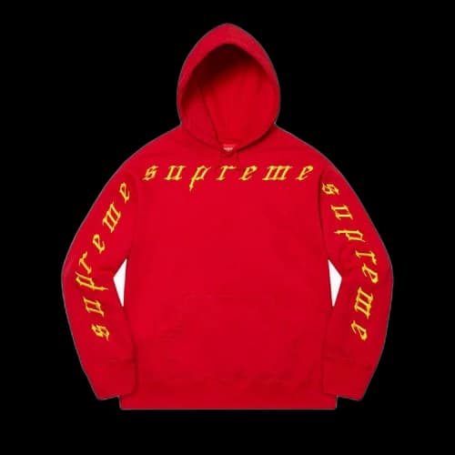 Supreme Raised Embroidery Hooded Sweatshirt 'Red'