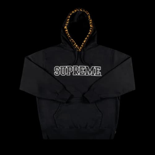 Supreme Leopard Trim Hooded Sweatshirt 'Black'