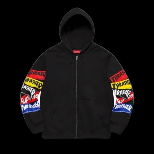 Supreme x Thrasher Multi Logo Zip Up Hooded Sweatshirt 'Black'