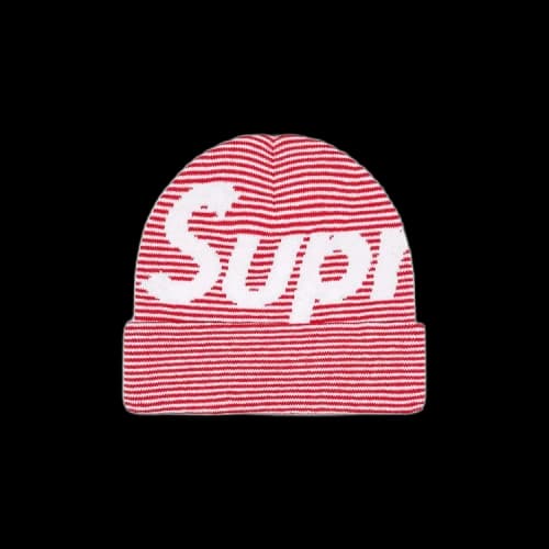Supreme Big Logo Beanie 'Red Stripe'