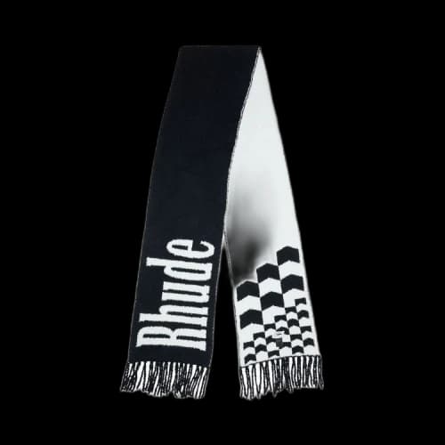Rhude Fuzzy Oversized Logo Scarf 'Black/White'