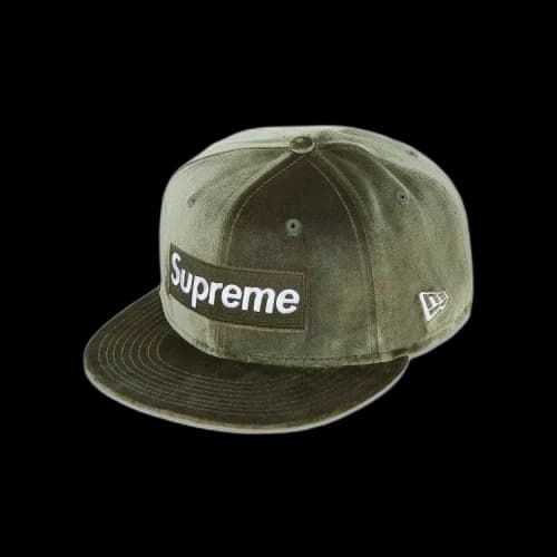 Supreme Velour Box Logo New Era 'Olive'