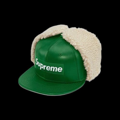 Supreme Leather Earflap Box Logo New Era 'Green'