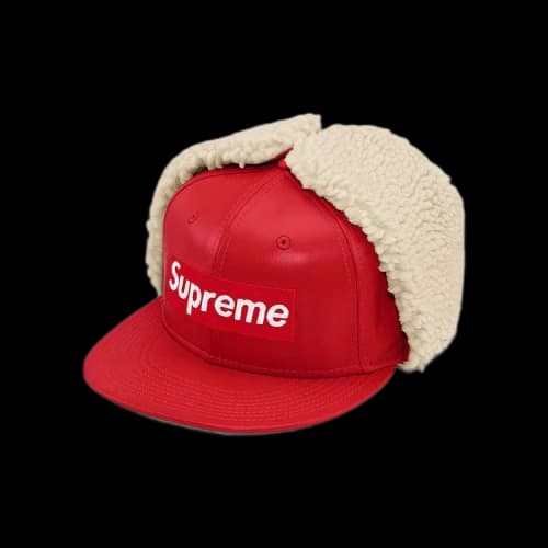 Supreme Leather Earflap Box Logo New Era 'Red'