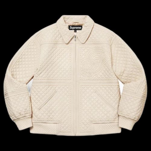 Supreme Studded Quilted Leather Jacket 'White'