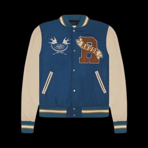 Rhude Sparrow Varsity Jacket 'Slate/Creme'
