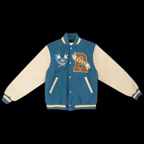 Rhude Sparrow Varsity Jacket 'Slate/Creme'