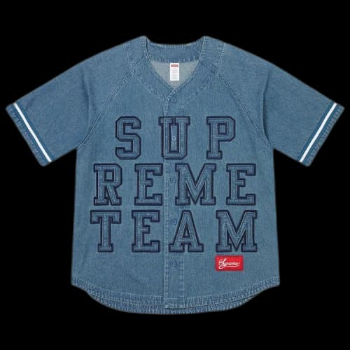 Supreme Denim Baseball Jersey 'Blue'