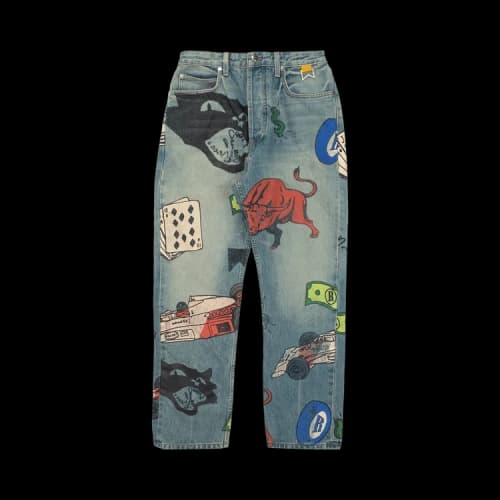 Rhude Doodle Print Denim 'Indigo'