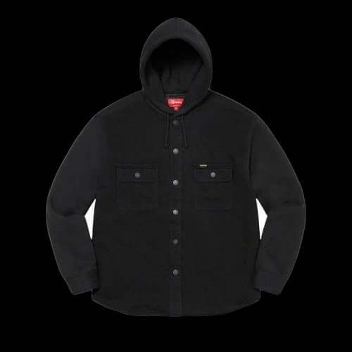 Supreme Fleece Hooded Denim Shirt 'Black'