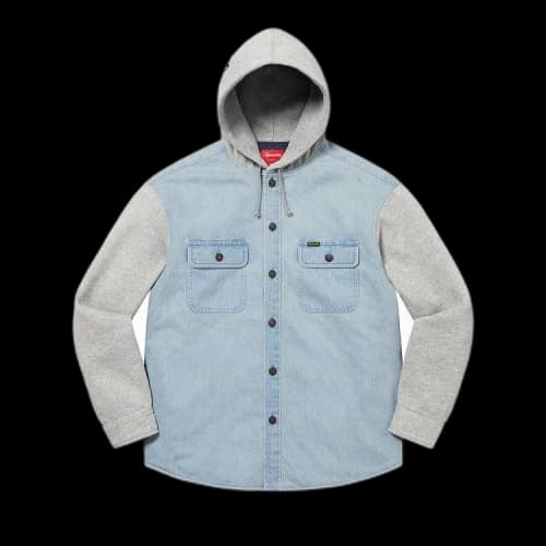 Supreme Fleece Hooded Denim Shirt 'Blue'