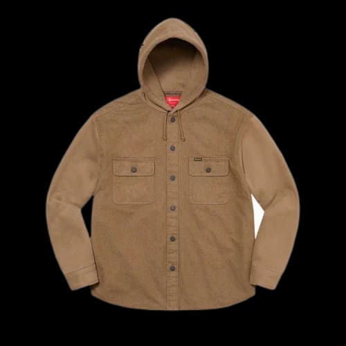 Supreme Fleece Hooded Denim Shirt 'Brown'