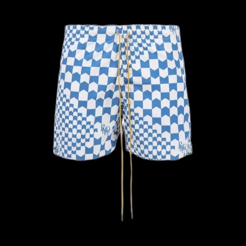 Rhude Check Print Swimtrunk 'Blue/White'
