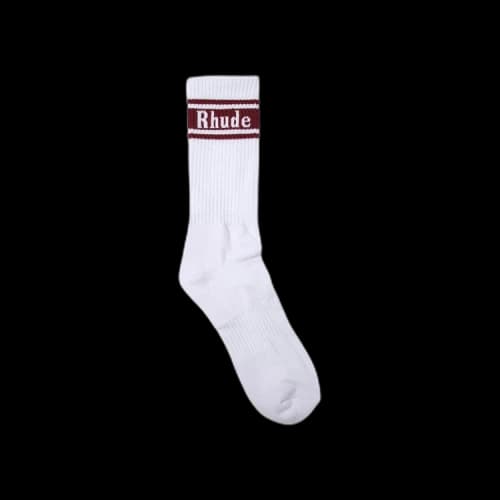 Rhude Stripe Logo Sock 'White/Maroon'