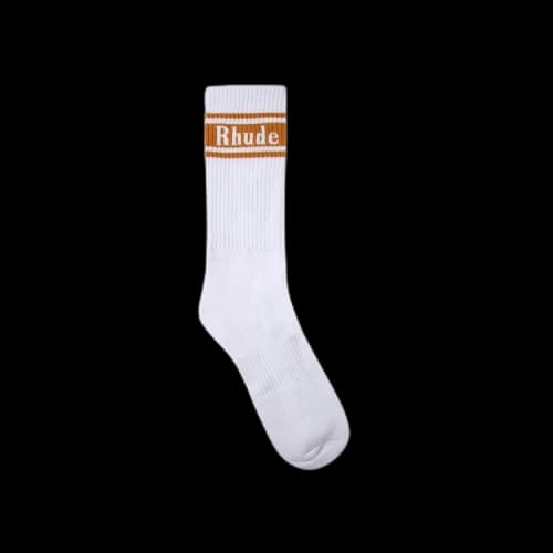 Rhude Stripe Logo Sock 'White/Mustard'