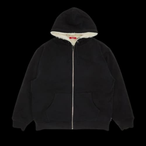 Supreme Faux Fur Lined Zip Up Hooded Sweatshirt 'Black'