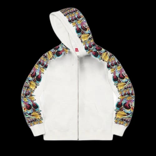 Supreme Skulls Zip Up Hooded Sweatshirt 'White'