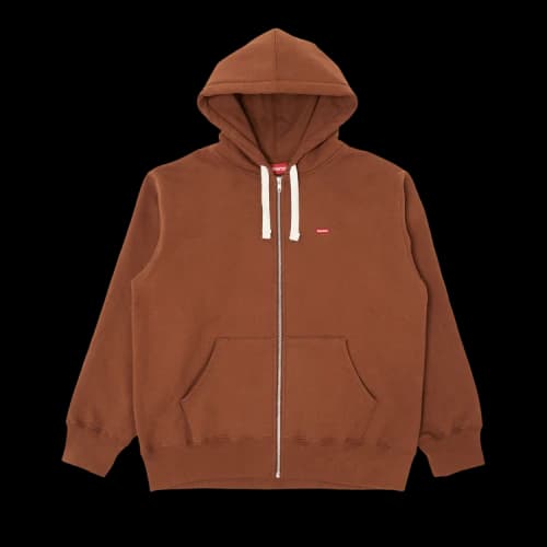 Supreme Small Box Drawcord Zip Up Hooded Sweatshirt 'Brown'