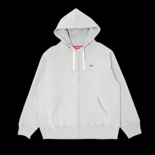 Supreme Small Box Drawcord Zip Up Hooded Sweatshirt 'Heather Grey'