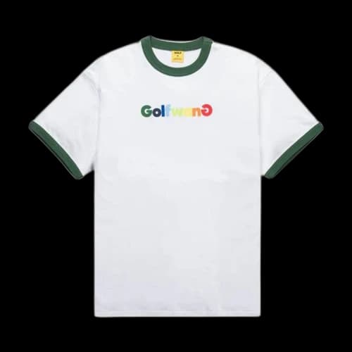 GOLF WANG Happy Logo Ringer Tee 'White/Green'