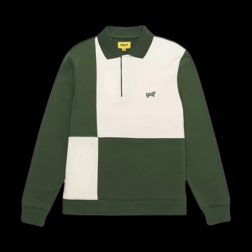 GOLF WANG Olde Golf Patch Long-Sleeve Polo 'Green/Cream'