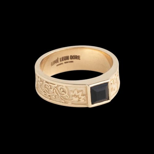 Aimé Leon Dore Onyx Floral Band Ring 'Gold'