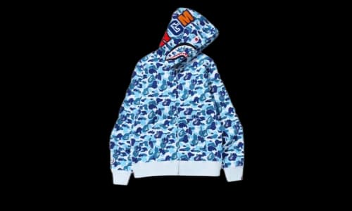BAPE ABC Camo Shark Full Zip Hoodie Blue