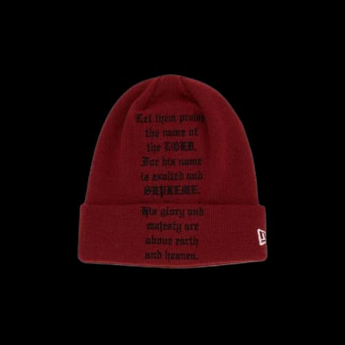 Supreme x New Era Psalm Beanie 'Dark Red'