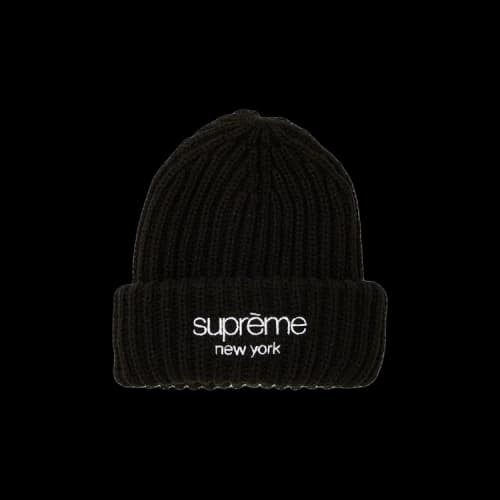 Supreme Classic Logo Chunky Ribbed Beanie 'Black'