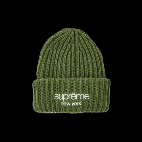 Supreme Classic Logo Chunky Ribbed Beanie 'Olive'