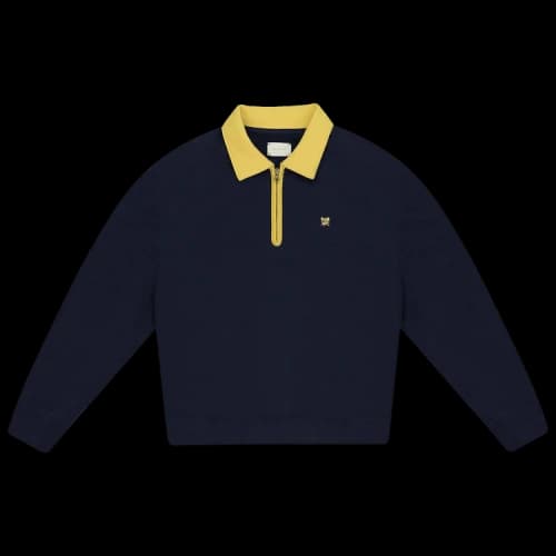 Aimé Leon Dore Crest Quarter Zip Sweater 'Navy Blazer'