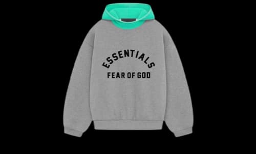 Fear of God Essentials Nylon Fleece Hoodie Dark Heather Oatmeal/Mint Leaf