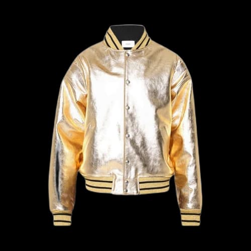 Rhude Metalic Leather Bomber Jacket 'Gold'