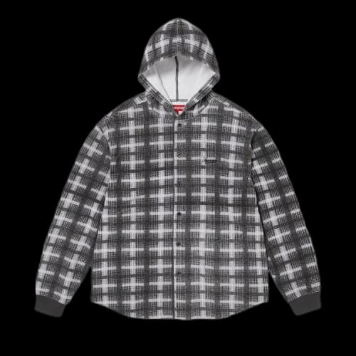 Supreme Hooded Plaid Knit Shirt 'Black'