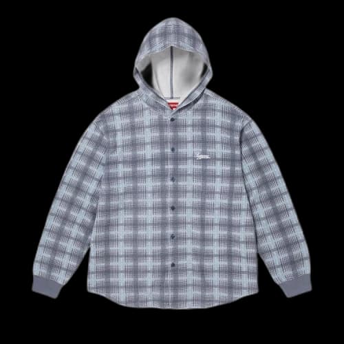 Supreme Hooded Plaid Knit Shirt 'Blue'