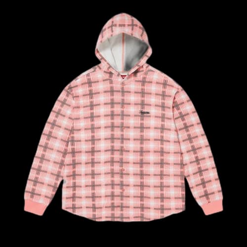 Supreme Hooded Plaid Knit Shirt 'Pink'