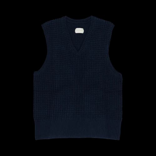 Aimé Leon Dore Waffle V Neck Sweater Vest 'Navy'