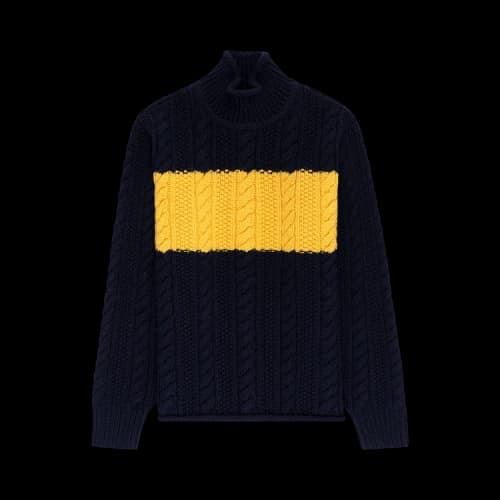 Aimé Leon Dore Aran Cable Mockneck Sweater 'Navy Blazer'