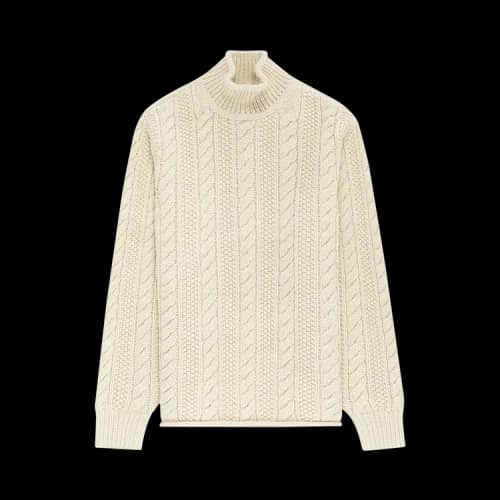 Aimé Leon Dore Aran Cable Mockneck Sweater 'Pristine'