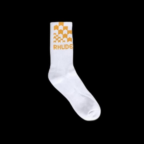 Rhude Racing Checker Sock 'White/Mustard'