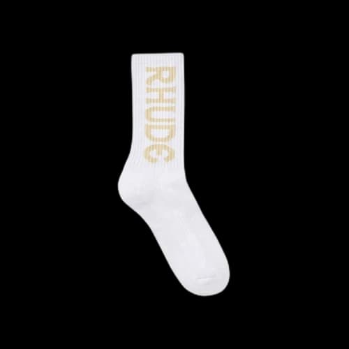 Rhude Verticle Logo Sock 'White/Olive'