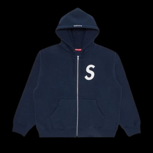 Supreme S Logo Zip Up Hooded Sweatshirt 'Navy'